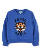 Felpa per bambino Kenzo Kids Festive blu con stampa con tigre K60979 829 KENZO KIDS 