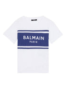 T-shirt per bambino Balmain Kids bianca con logo sul davanti BY8P11 Z3672 100BL BALMAIN KIDS 