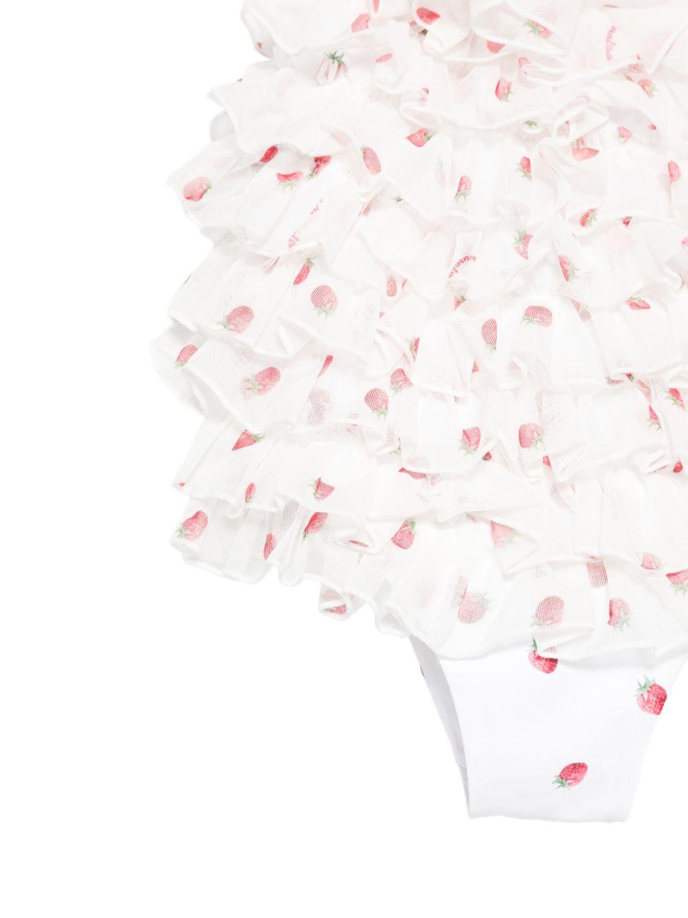 Costume intero per bambina Monnalisa bianco con applicazione fragola 39G027 7096 9944 MONNALISA 