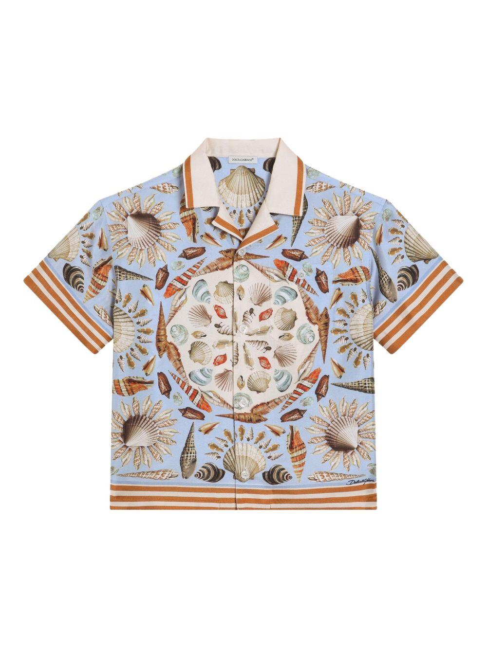 Camicia per bambino Dolce & Gabbana Kids azzurra con stampa grafica all-over L43S81 HI1ZB HC5PK DOLCE & GABBANA KIDS 