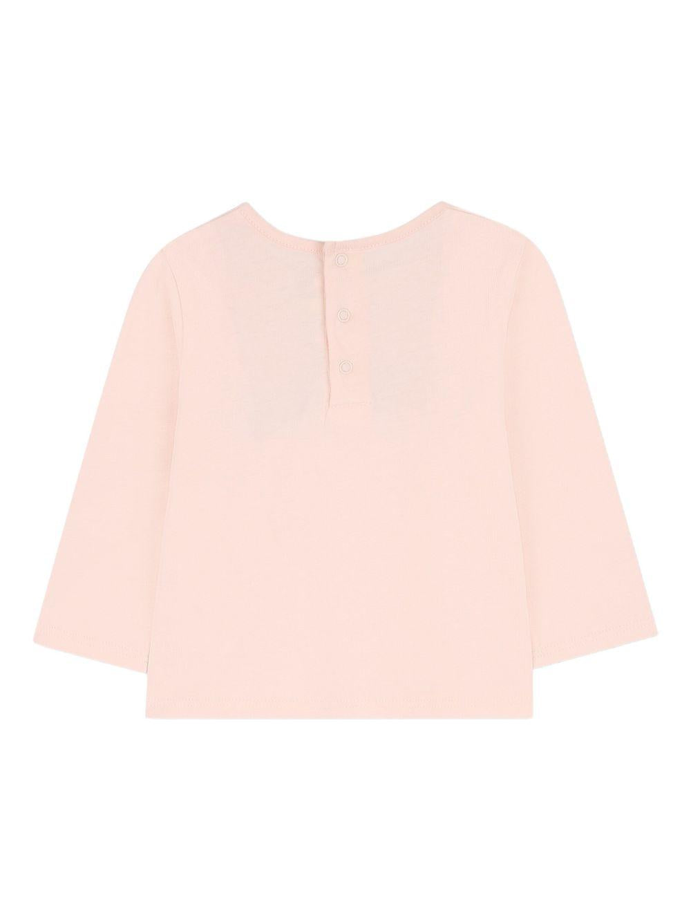 T-shirt per neonata Chloé Kids rosa a maniche lunghe con logo C20700 46J CHLOE' KIDS 