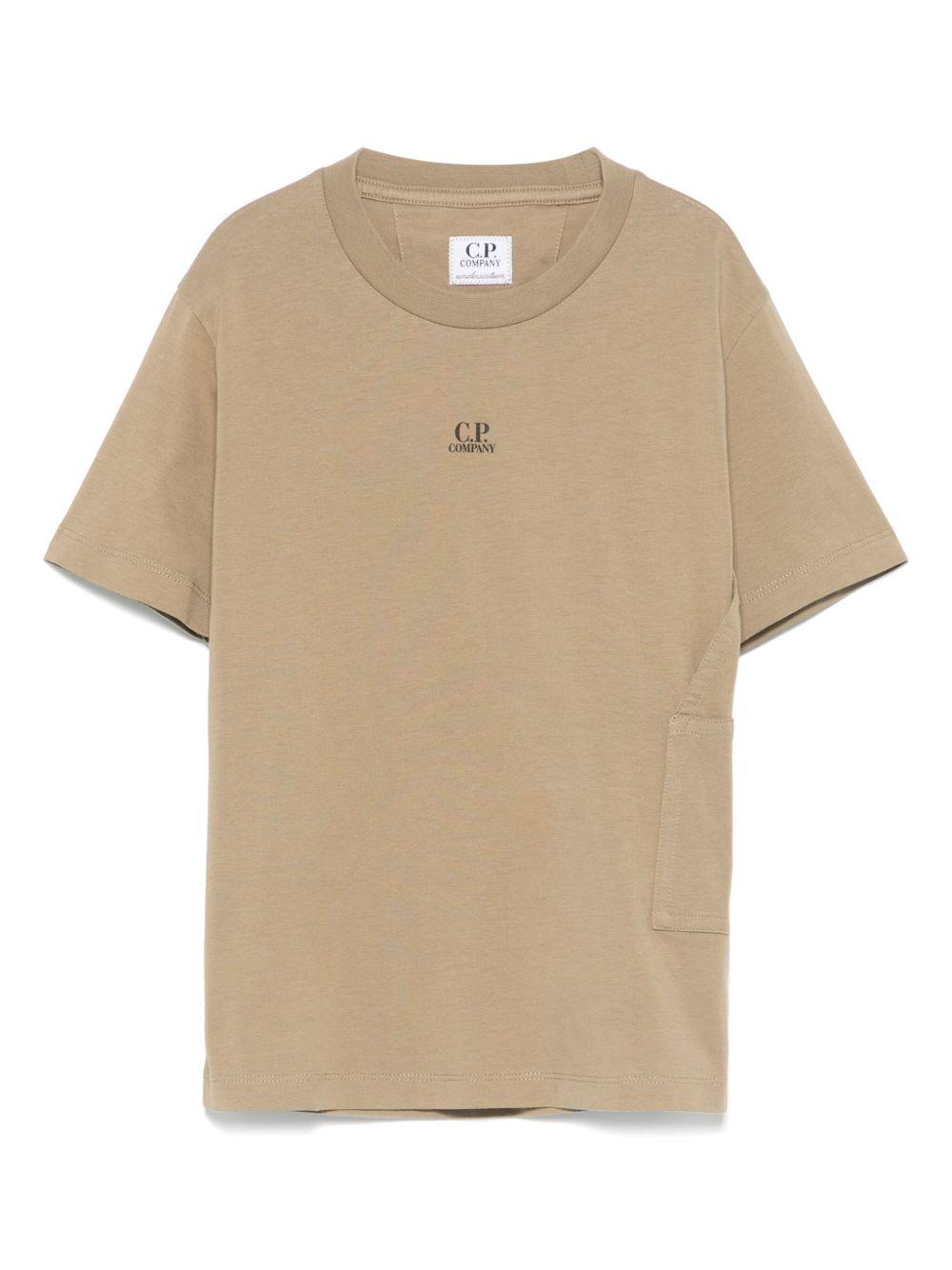 T-shirt con logo per bambino C.P. Company Kids beige con orlo dritto CUM00ILAA17 20262 C.P.COMPANY KIDS 