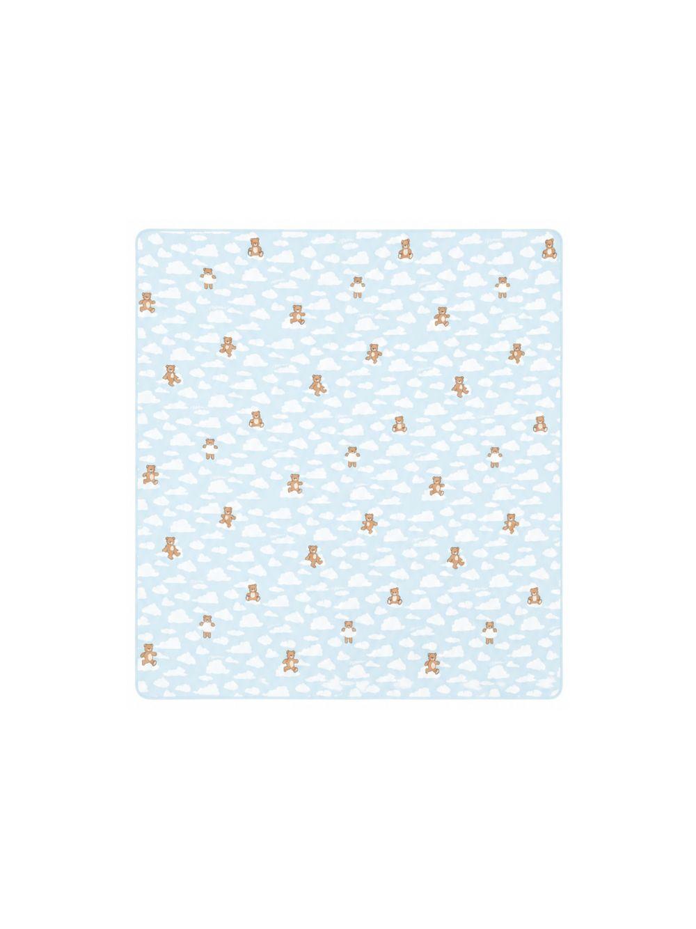Coperta per neonato Moschino Kids azzurro con nuvole di peluche all-over MRB00FLCA19 83679 MOSCHINO KIDS 