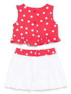 Set con gonna per neonata Monnalisa bianco e rosso in cotone 31E502 5601 4499 MONNALISA KIDS 