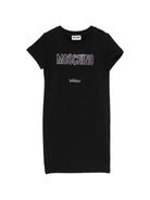 Abito per bambina Moschino Kids nero con logo in strass HDV0HYLDA25 60100 MOSCHINO KIDS 