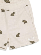Shorts per neonato Donsje beige con ricamo rane all-over 4117101 00003 DONSJE KIDS 