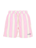 Costume da bagno per bambino MC2 Saint Barth Kids bianco e rosa con motivo a righe SYR0002 04056L MC2 ST. BARTH KIDS 