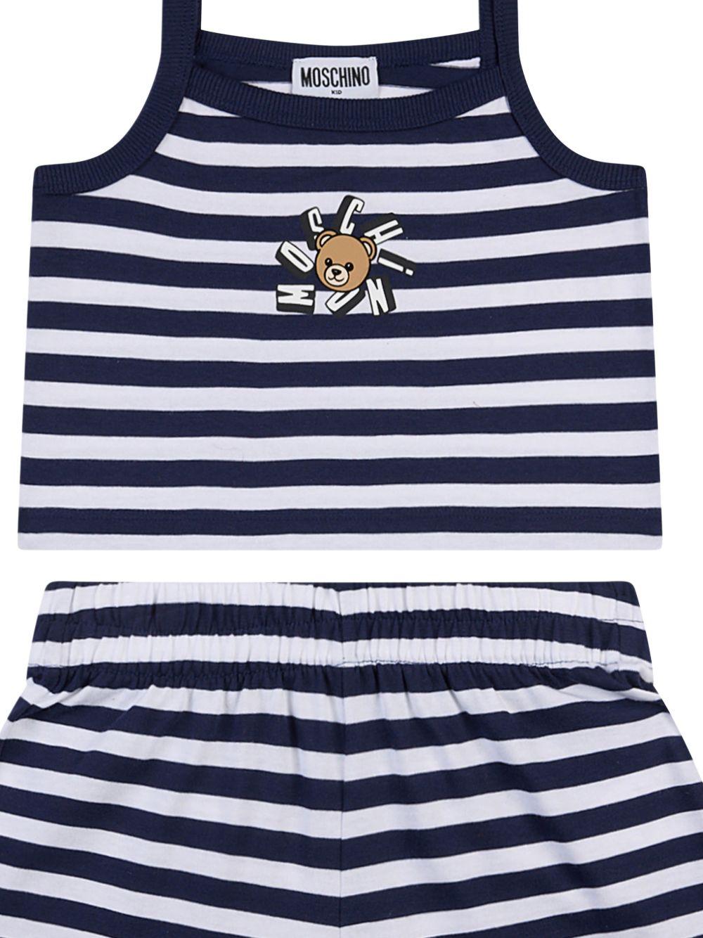 Set 2 pezzi canotta e shorts per bambina Moschino Kids multicolor con design a righe HDG01MLAE10 83686 MOSCHINO KIDS 