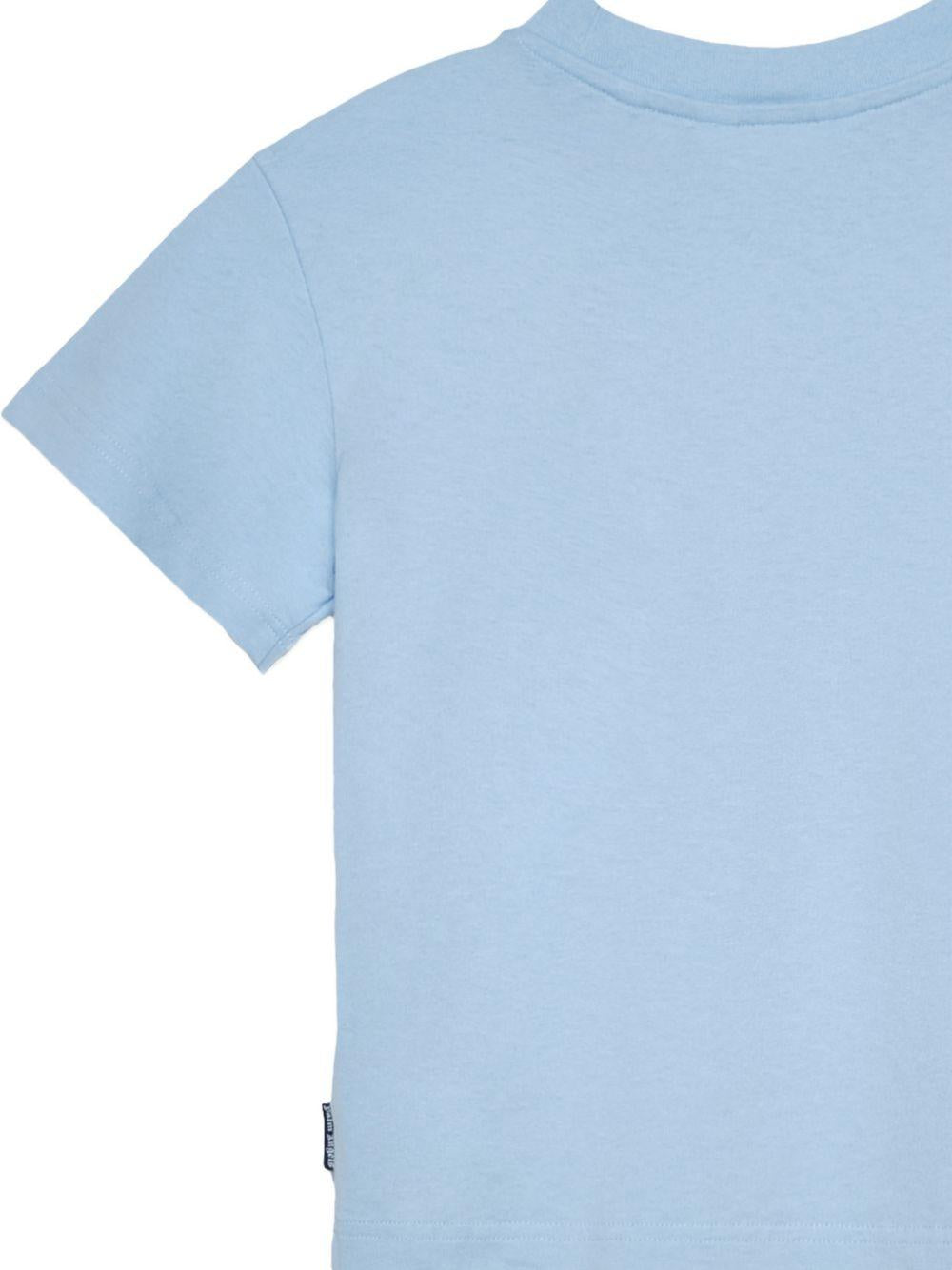 T-shirt per bambino Palm Angels Kids azzurra con logo sul davanti PBAA003S26JER004 960 PALM ANGELS KIDS 
