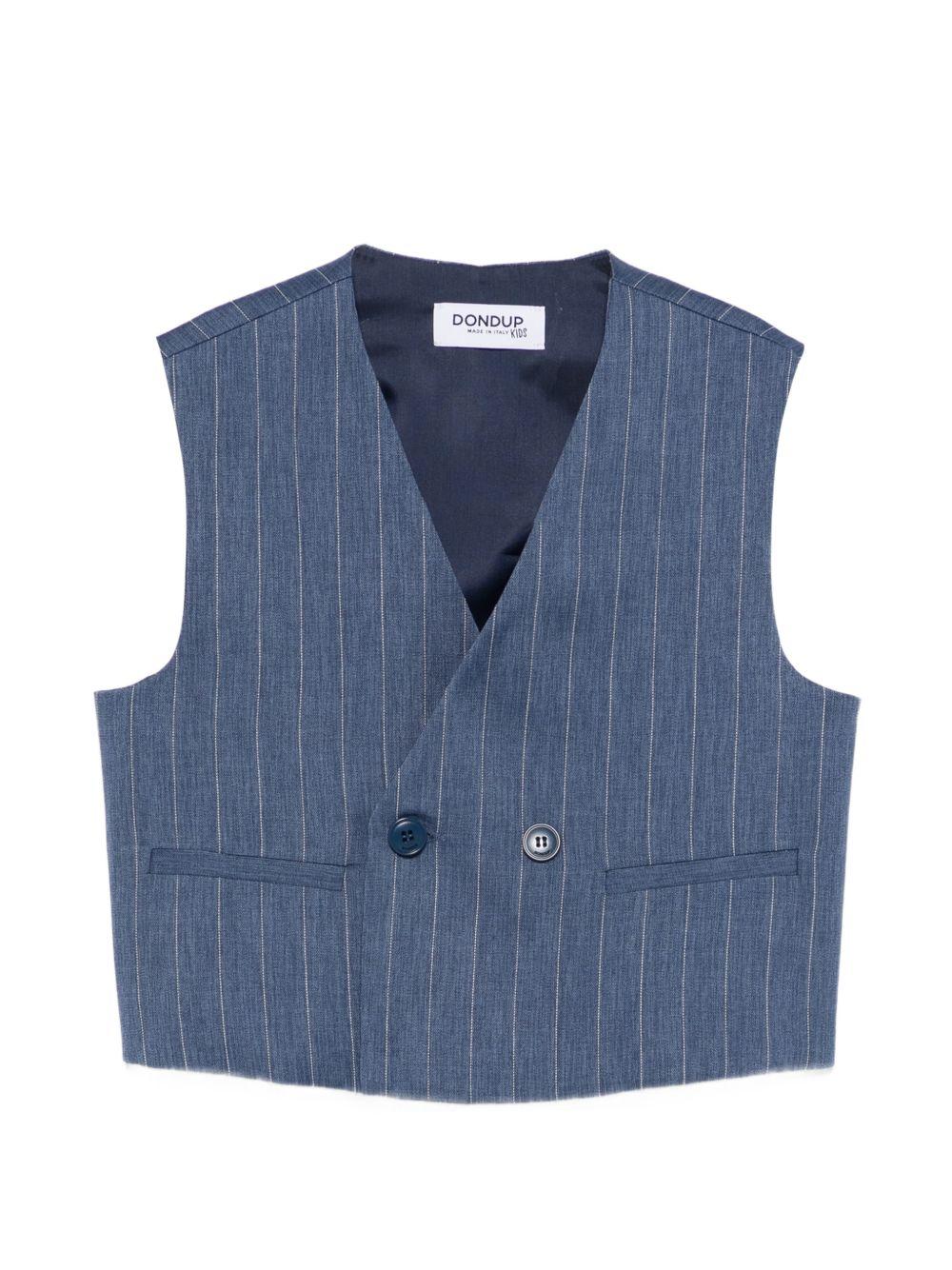 Gilet per bambino DONDUP Kids blu con motivo gessato DMGL0030TV117 4019 DONDUP KIDS 