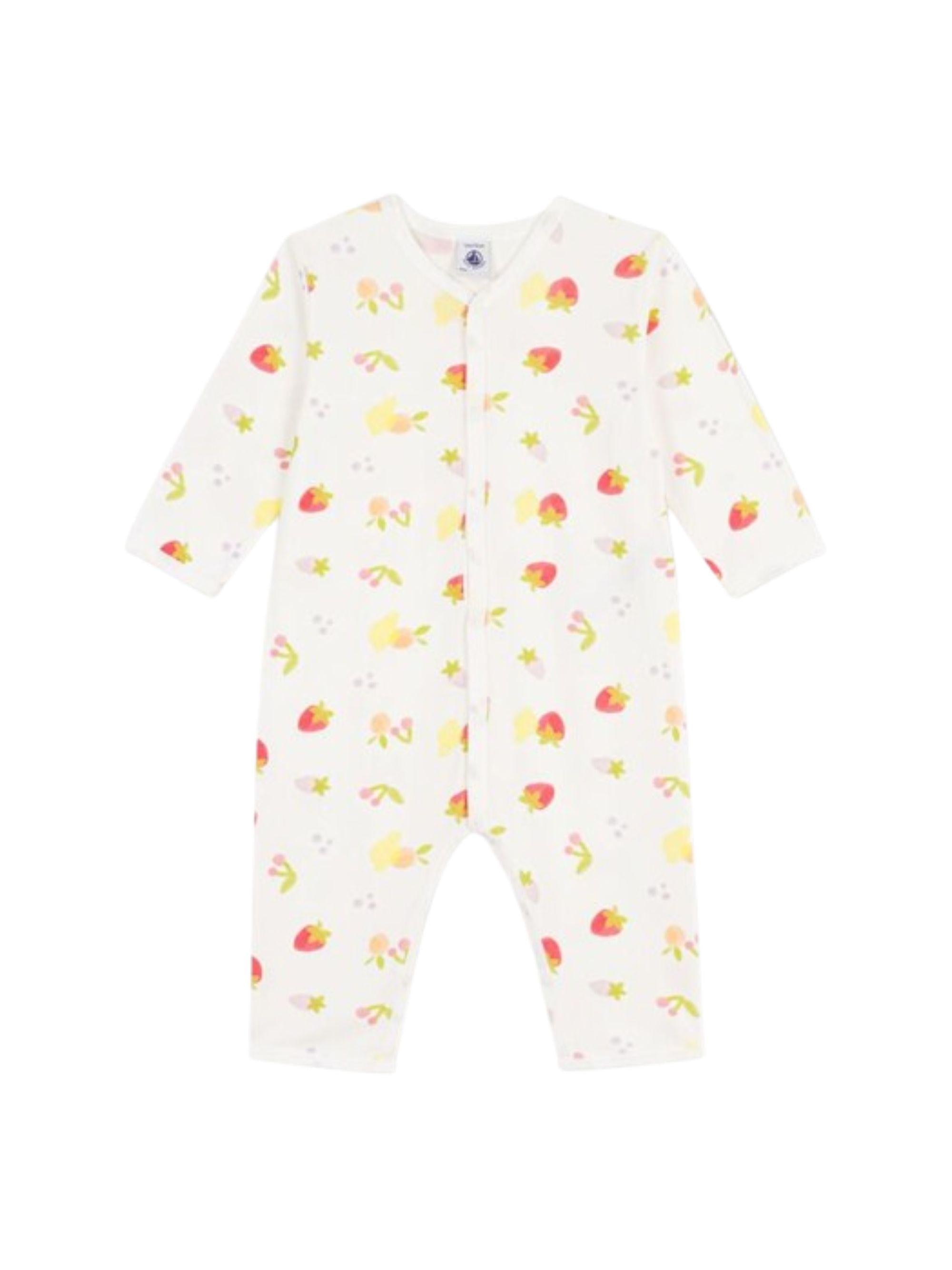 Tutina per neonata Petit Bateau bianca con stampa di frutta all-over A0FRE 01 PETIT BATEAU 
