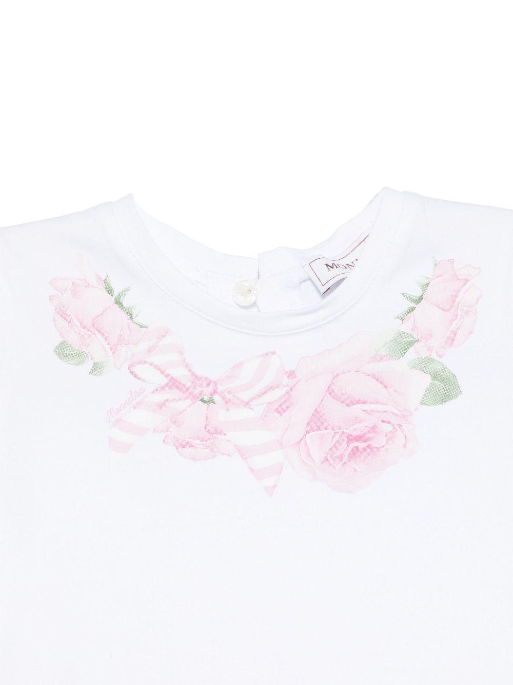 T-shirt con stampa per neonata Monnalisa bianco con apertura a goccia 39E601 5015 0099 MONNALISA 