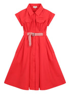 Chemisier per bambina Lanvin Enfant rosso con cintura N30345 998 LANVIN 