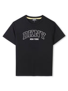 T-shirt per bambino Dkny Kids nero con stampa logo sul davanti D62237 09B DKNY KIDS 