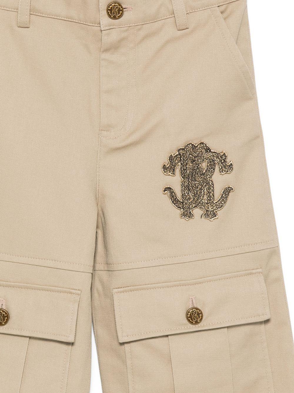 Pantaloni per bambino Roberto Cavalli Kids beige con toppa monogramma CBP26093PA MARRONE D. ROBERTO CAVALLI KIDS 