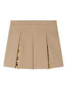 Minigonna plissettata per bambina Versace Kids beige con dettaglio laterale Medusa 10204851A14822 2KS40 VERSACE KIDS 