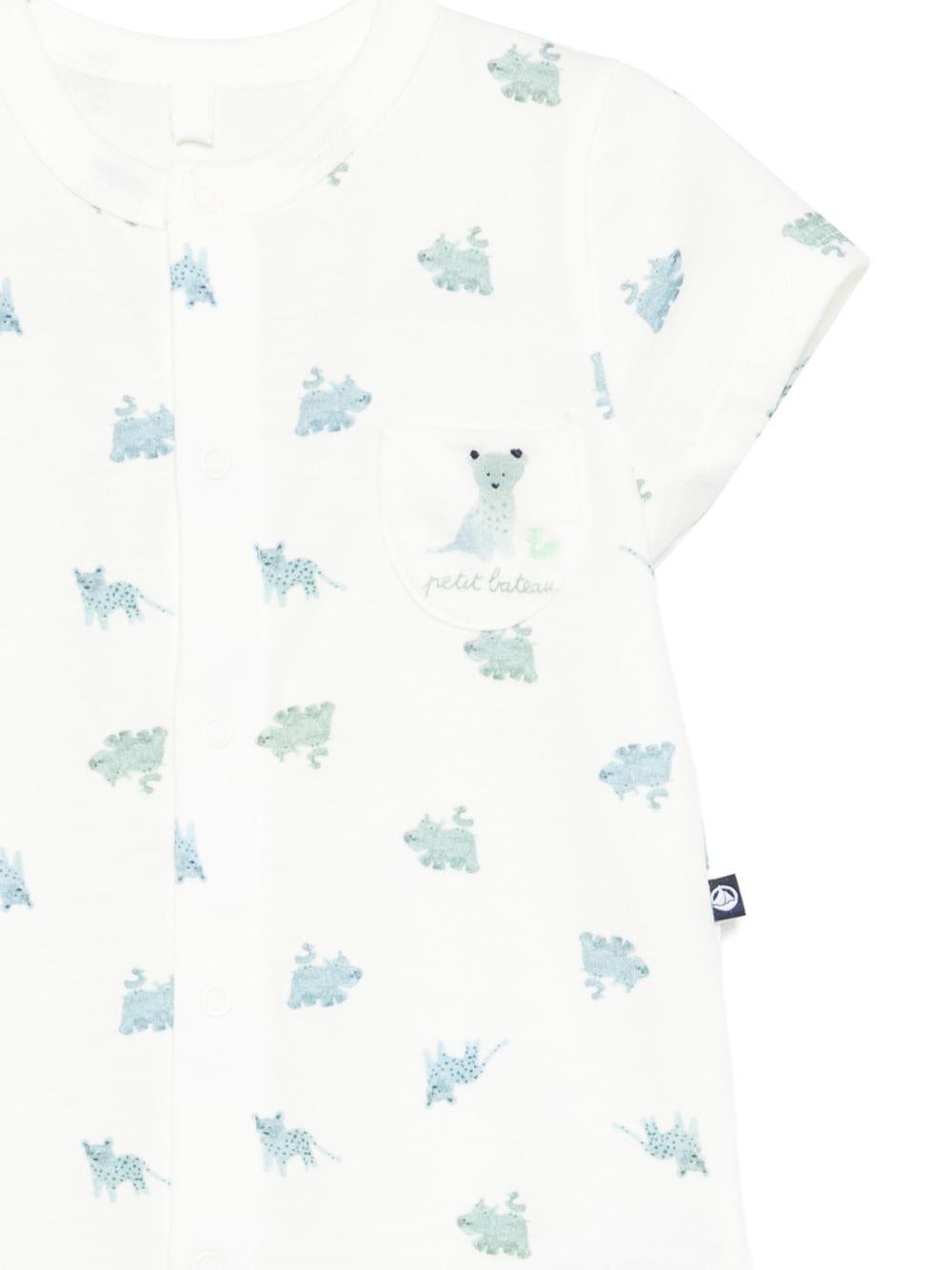 Tutina per neonato Petit Bateau bianco con stampa animali all-over A0FOQ 01 PETIT BATEAU KIDS 