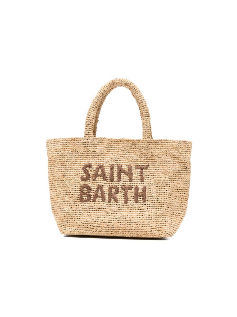 Borsa in rafia MC2 Saint Barth beige con logo ricamato RAFB002 02602L MC2 ST. BARTH KIDS 