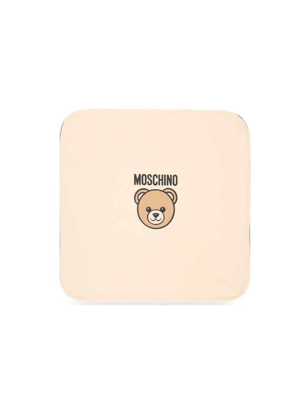Coperta per neonati Moschino Kids beige con dettaglio Teddy Bear MUB00OLCA40 20404 MOSCHINO KIDS 
