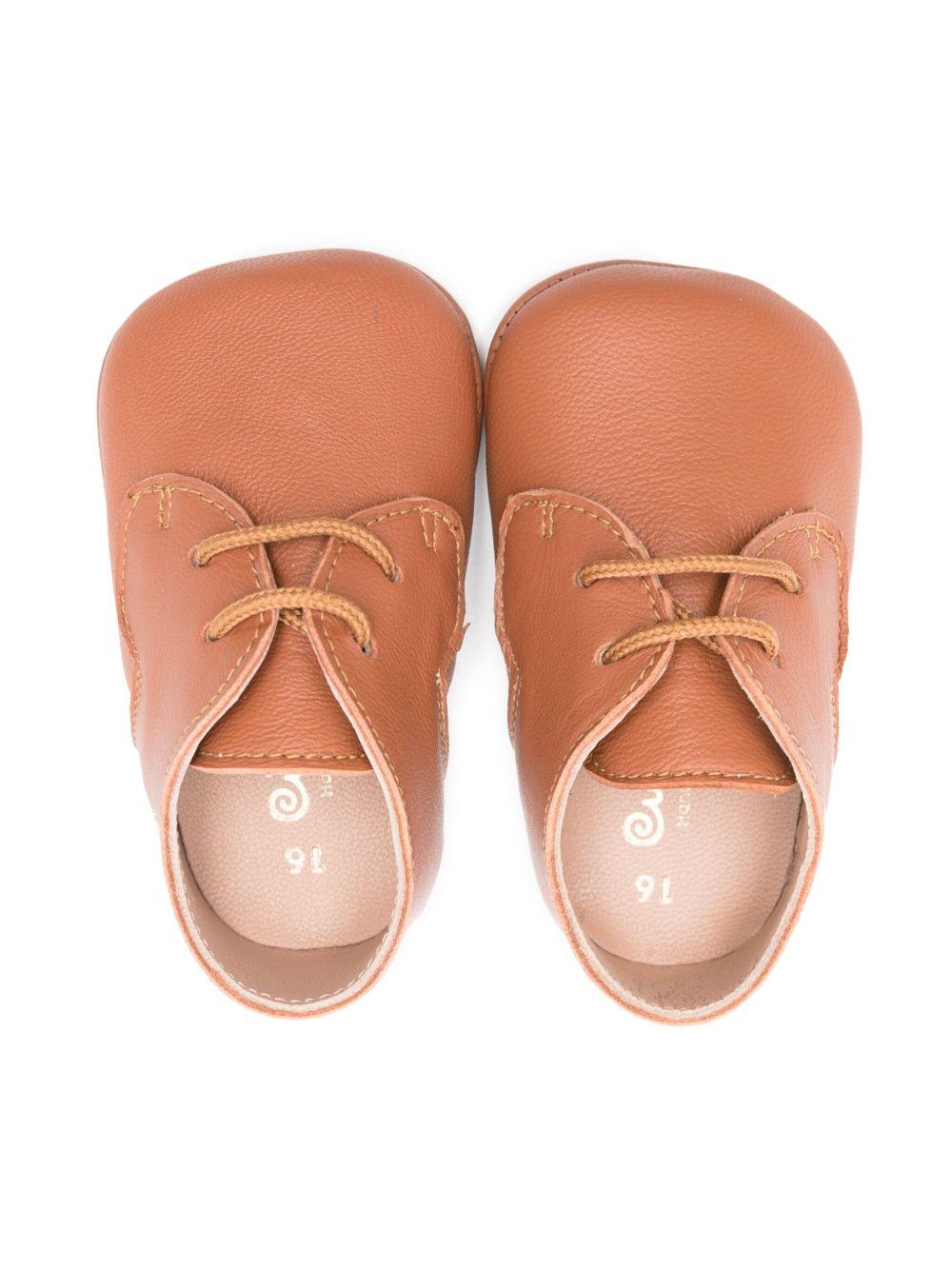 Scarpe primi passi per neonato Eli1957 marrone con chiusura frontale con lacci 10016AL CUERO Eli Kids 