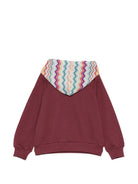 Felpa per bambina Missoni Kids bordeaux con cappuccio con motivo a zigzag MZ4A00 Z3183 530 MISSONI KIDS 