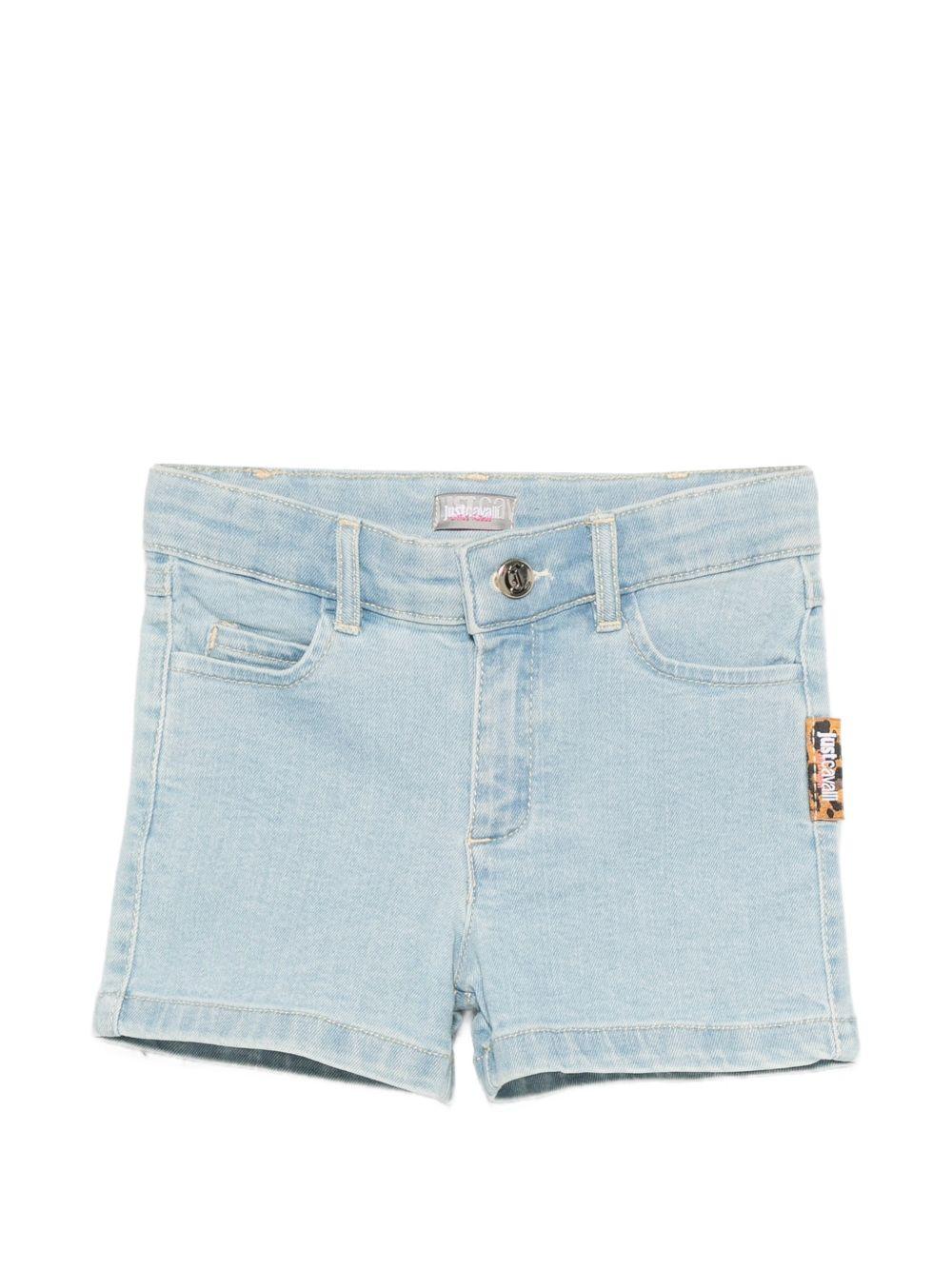 Shorts per neonata Just Cavalli Kids in denim con targhetta logo JIP26073SH D.BLUE LIG JUST CAVALLI KIDS 
