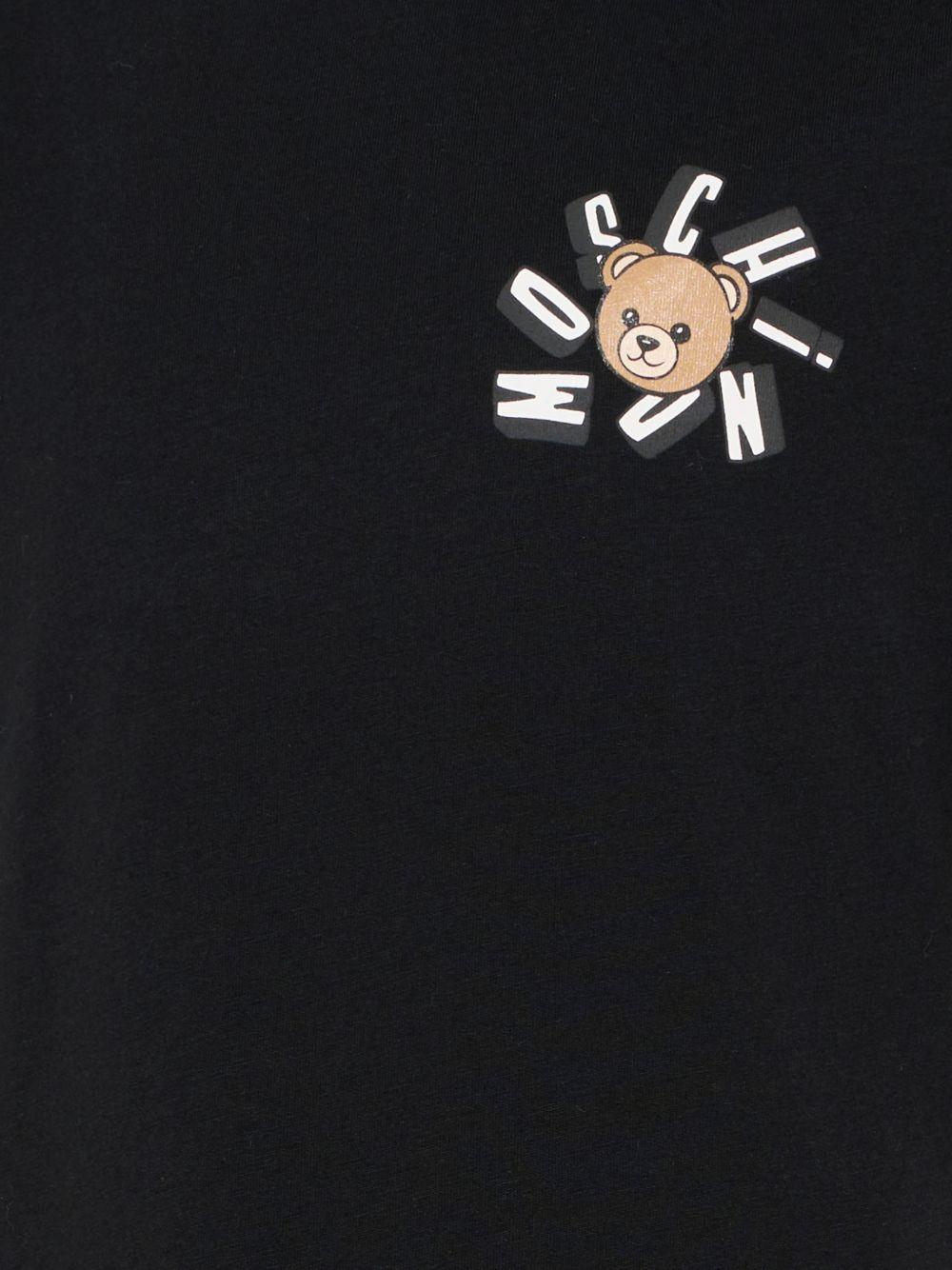 T-shirt per bambini Moschino Kids nera con stampa Teddy Bear HUM05OLAA03 60100 MOSCHINO KIDS 