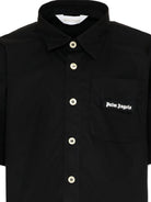 Camicia per bambino Palm Angels Kids nera con logo sul davanti PBGG003S26FAB001 110 PALM ANGELS KIDS 