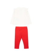 Completo t-shirt e pantaloni per neonata Moschino Kids bianco e rosso con motivo Teddy Bear MCK01XLBA11 83979 MOSCHINO KIDS 