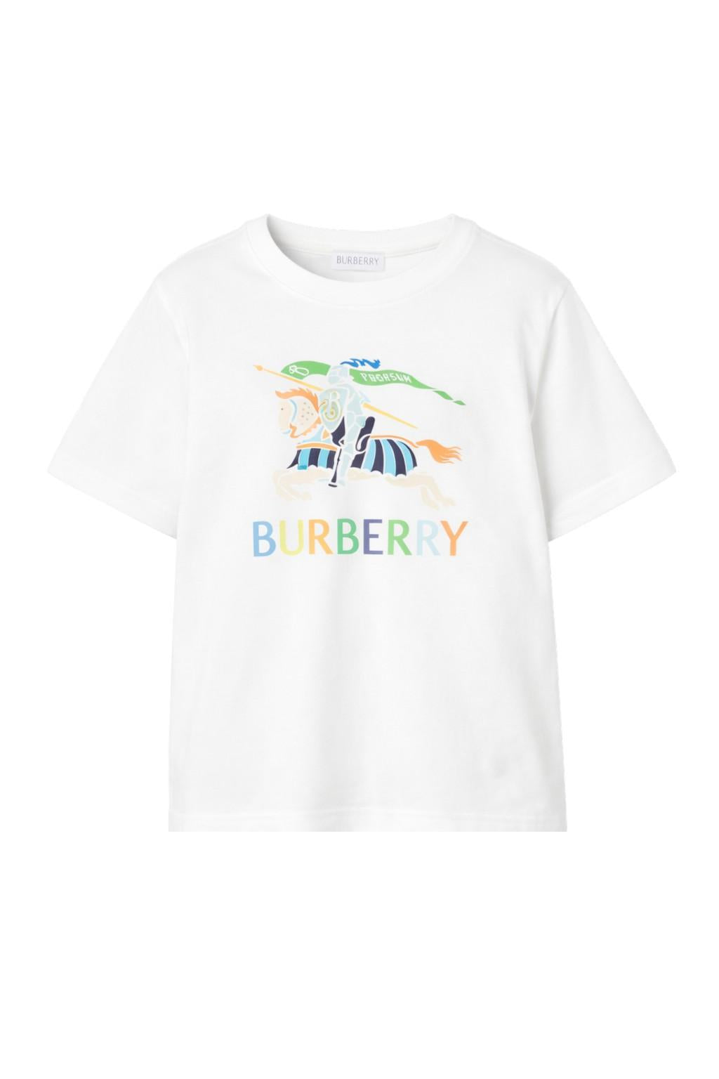 T-shirt per bambino Burberry Kids bianca con Equestrian Knight sul davanti 8117586 A2014 BURBERRY KIDS 