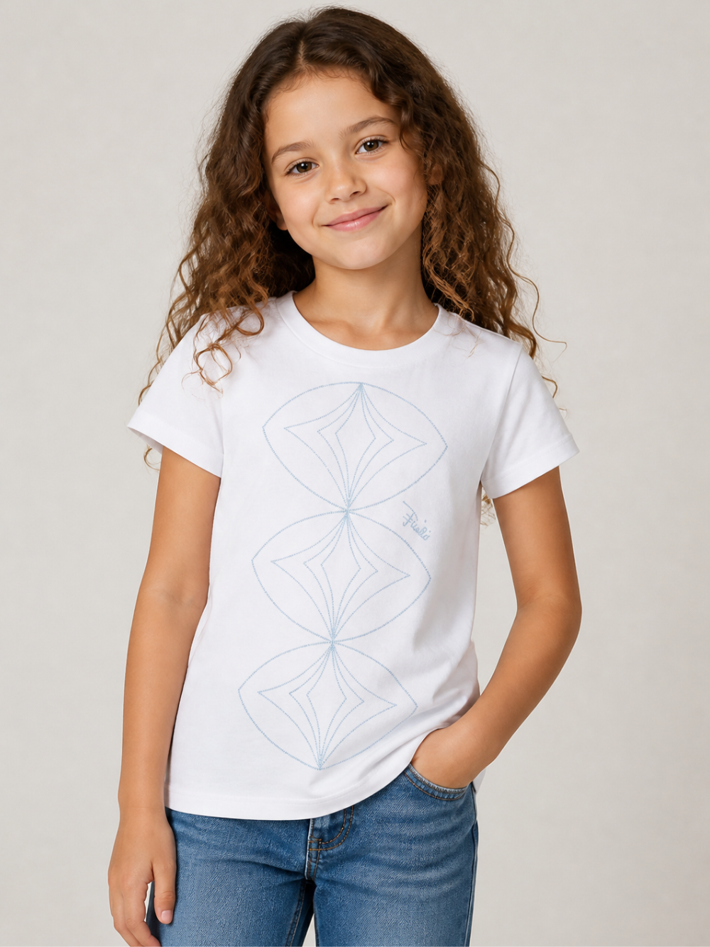T-shirt per bambina Emilio Pucci Kids bianca con dettagli paillettes PZ8B01 Z3672 100CE EMILIO PUCCI KIDS 