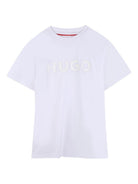 T-shirt per bambino Hugo Kids bianca con dettaglio logo sul davanti G01014 10P Hugo KIDS 