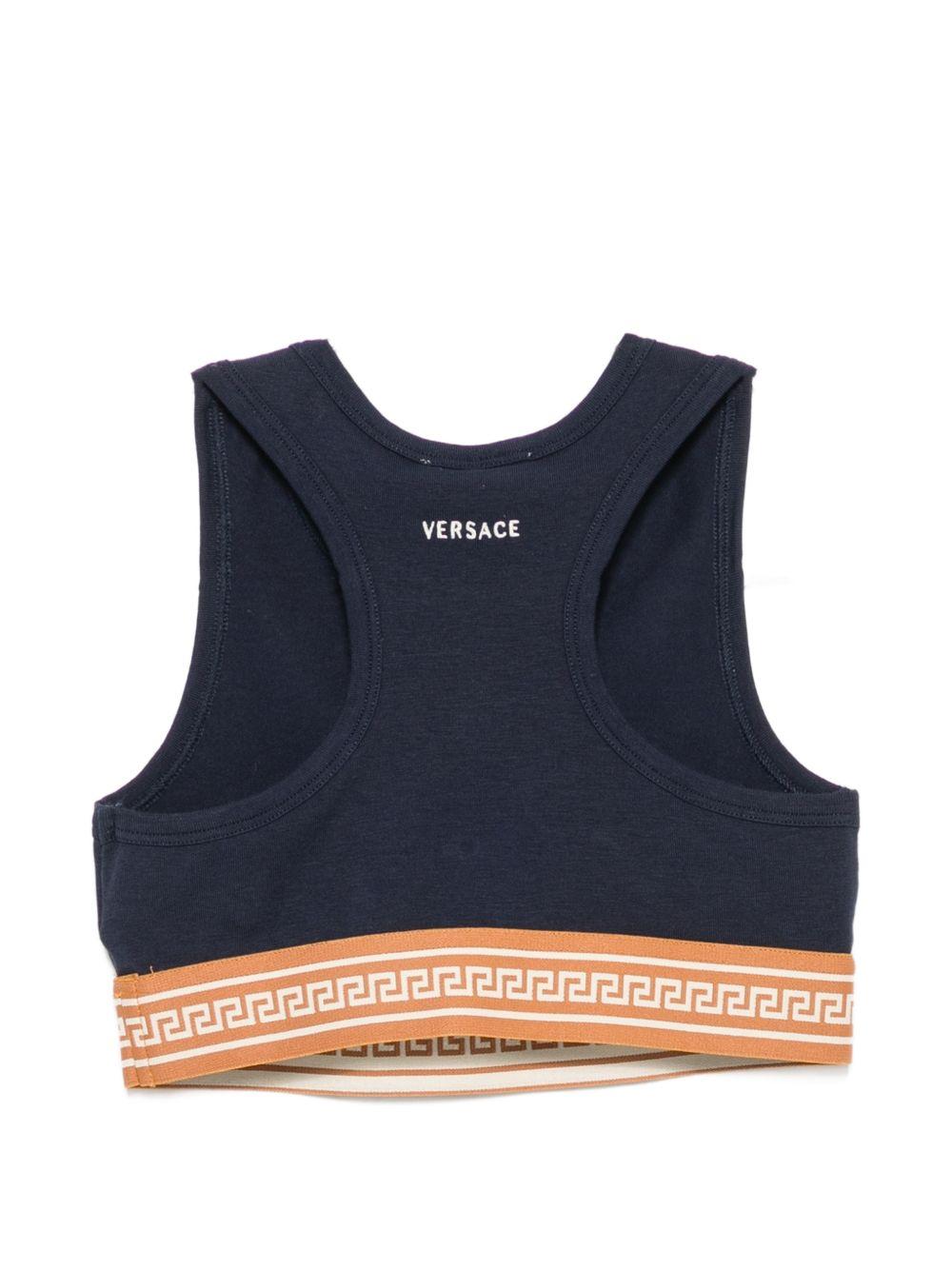 Top per bambina Versace Kids blu con fascia elasticizzata con motivo Greca 10249261A18119 2U9J0 VERSACE KIDS 