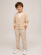 Cardigan per bambino Fendi Kids beige con lavorazione in pointelle JUG221 AJ8T F1UCS FENDI KIDS 