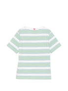T-shirt per bambino MC2 Saint Barth Kids bianca e verde con motivo a righe orizzontali POT0002 01022L MC2 ST. BARTH KIDS 