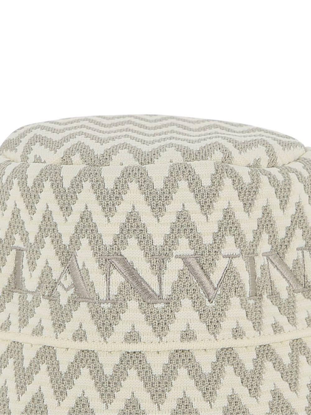 Cappello da pescatore per bambino Lanvin Enfant beige con motivo a chevron N30356 N52 LANVIN KIDS 