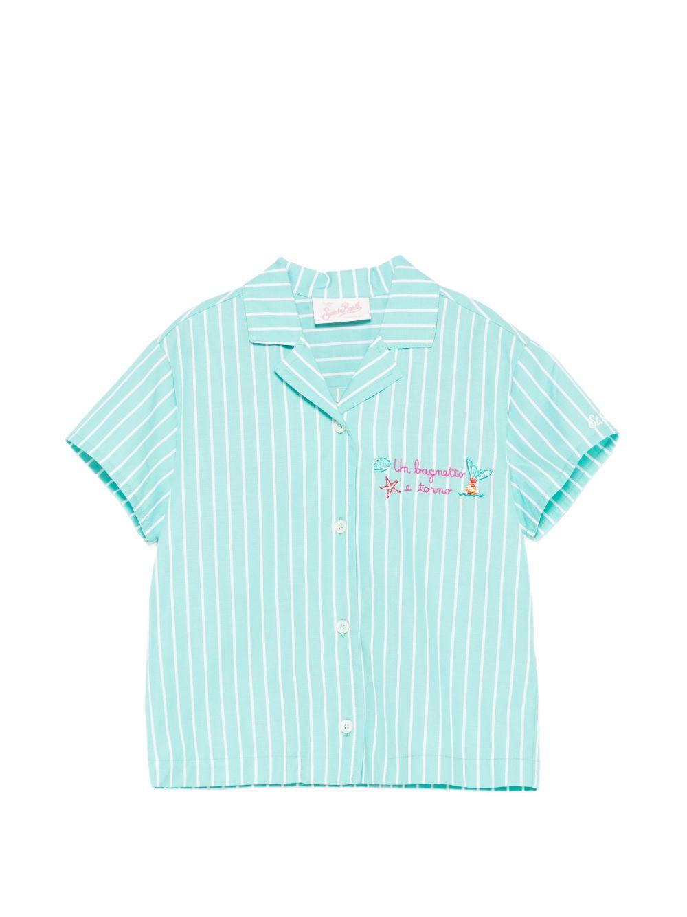 Camicia per bambina MC2 Saint Barth Kids azzurra con motivo a righe EVL0001 00898L MC2 ST. BARTH KIDS 