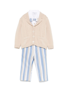 Set cardigan, camicia e shorts per neonato Colorichiari azzurro e beige a righe MN408132 4827a 56 COLORICHIARI 