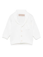 Cardigan in cashmere per neonato La Stupenderia bianco con chiusura frontale con bottoni revers WCCR23 800 LA STUPENDERIA 