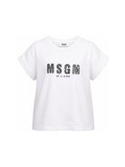 T-shirt per bambina MSGM Kids bianca con stampa logo S6MSJGTH070 001 MSGM KIDS 