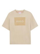 T-shirt per bambino Hugo Kids beige con applicazione logo G00440 249 Hugo 