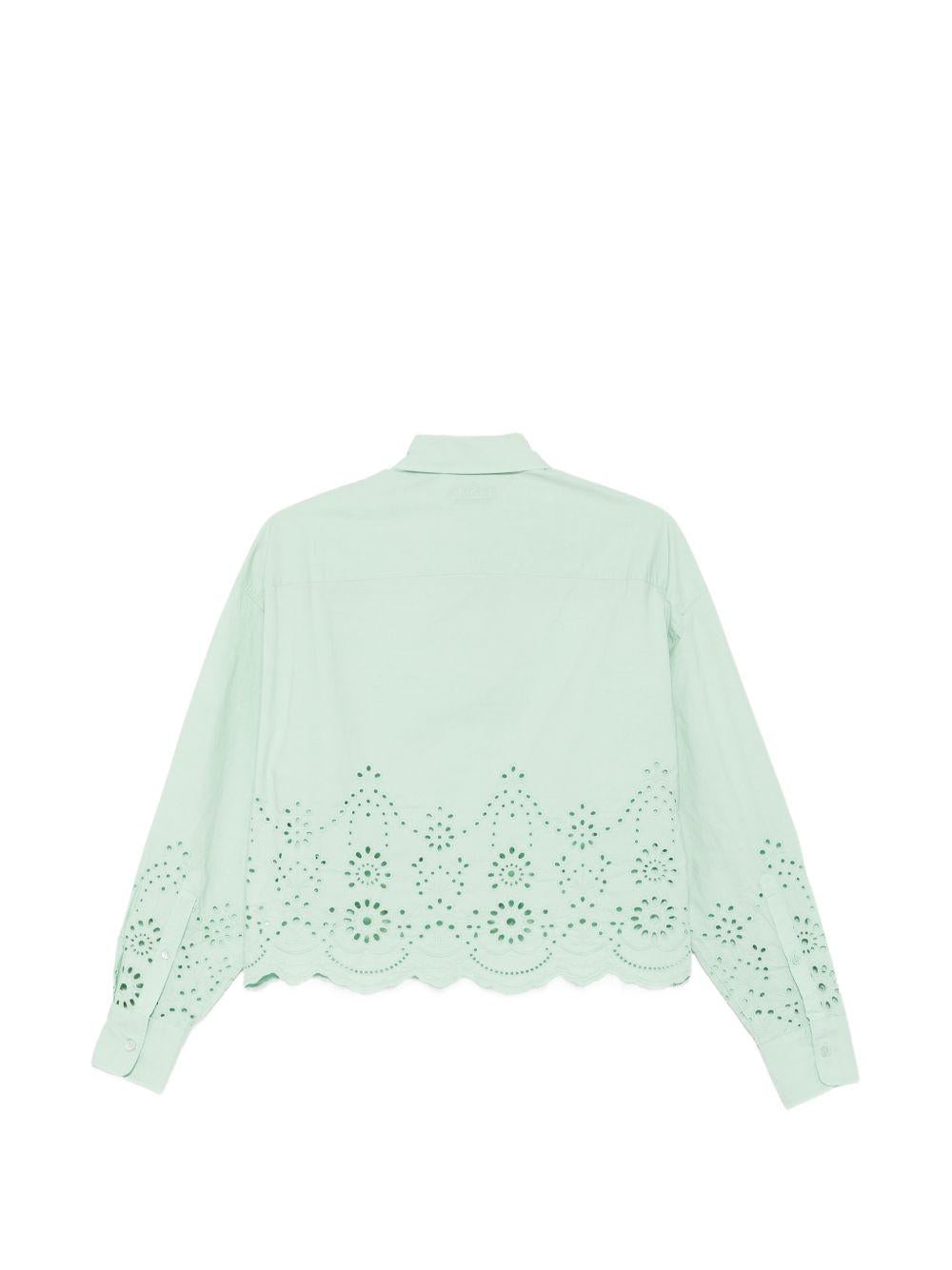 Camicia Oriane da donna MC2 Saint Barth verde in sangallo con fondo smerlato ONE0001 00474L MC2 ST. BARTH 