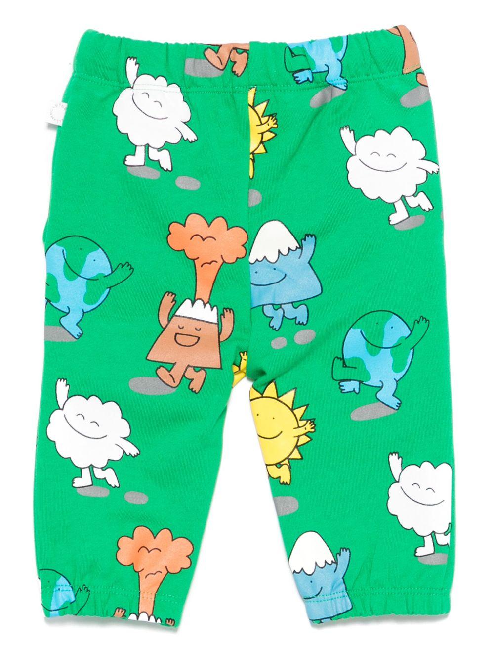 Pantaloni per neonato Stella McCartney Kids verde con stampa grafica TX6500 Z3203 712MC STELLA McCARTNEY KIDS 