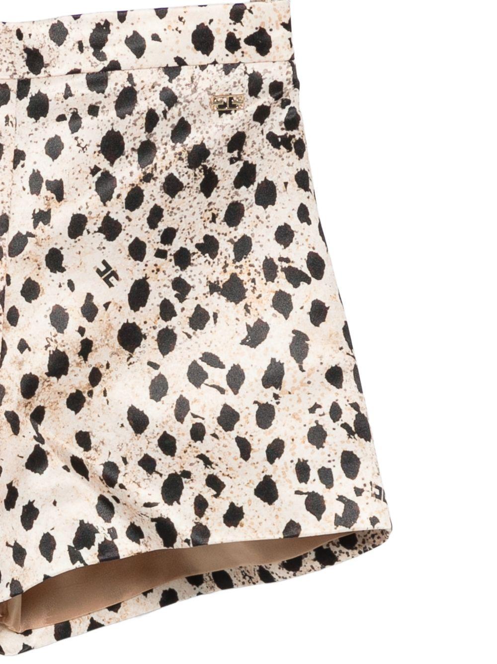 Shorts per bambina Elisabetta Franchi La Mia Bambina beige con stampa animalier EFBE0860RAE02 D464 ElISABETTA FRANCHI KIDS 