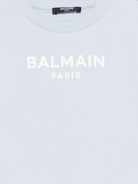 T-shirt per bambina balmain Kids azurra con stampa logo BY4A01 Z3183 685BC BALMAIN KIDS 