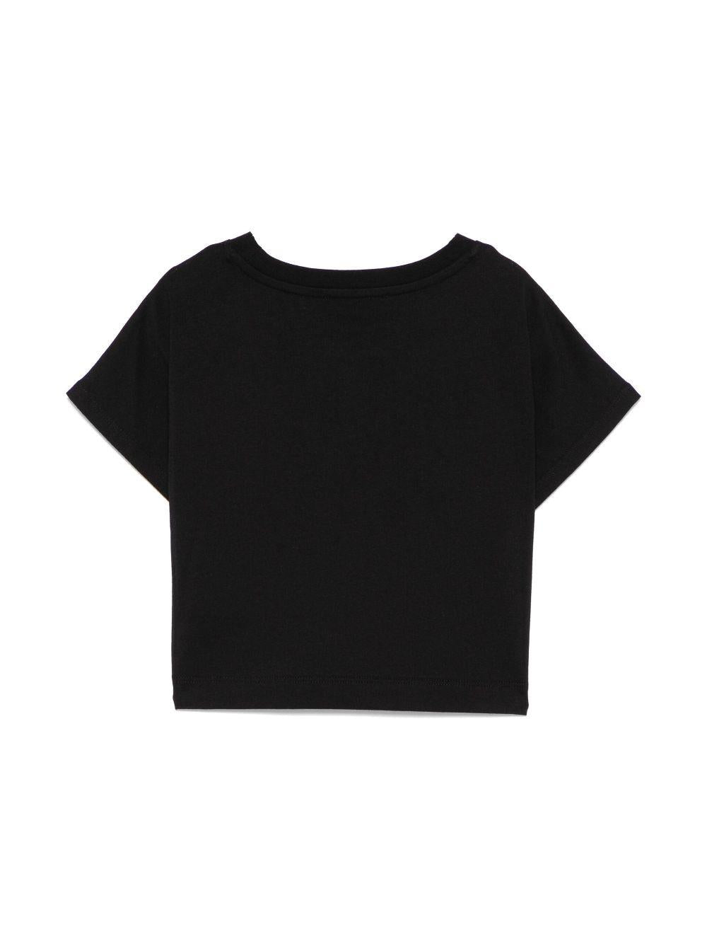 T-shirt con stampa logo per bambina Balmain Kids nero con orlo dritto BW8A31 Z0116 930BC BALMAIN KIDS 