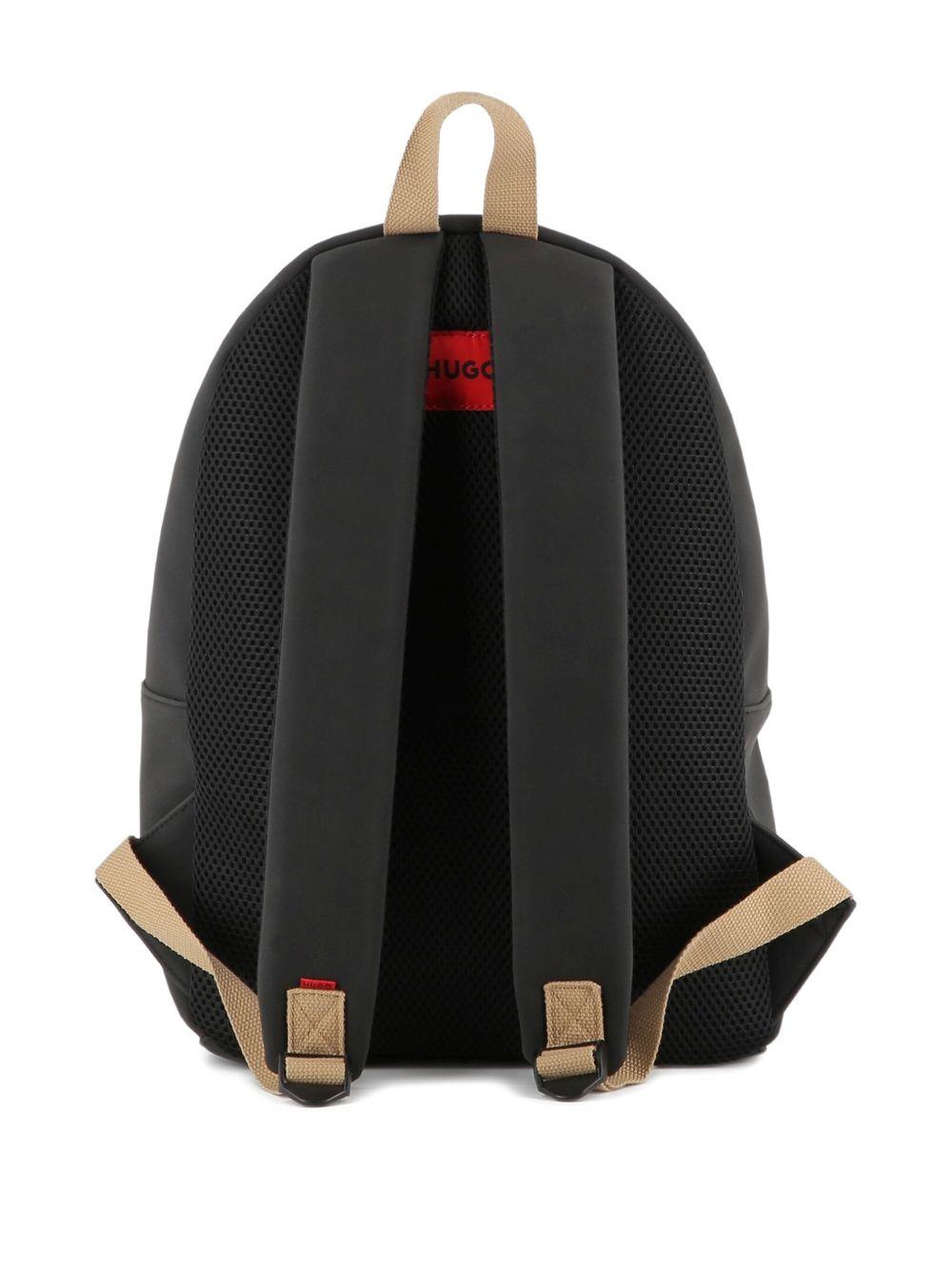 Zaino Rucksack per bambino Hugo Kids nero con applicazione frontale con logo G00559 09B Hugo KIDS 