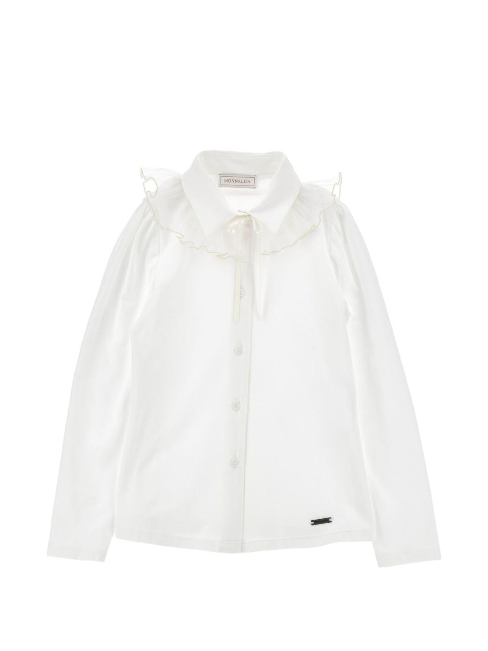 Camicia per bambina Monnalisa Kids bianca con colletto con ruches 17H300 8201 0001 MONNALISA KIDS 