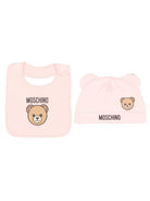 Set berretto e bavaglino per neonata Moschino Kids rosa con motivo Teddy Bear MUY09NLCA40 50209 MOSCHINO KIDS 