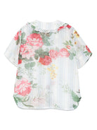 Camicia per bambina Vivetta azzurro in misto cotone e seta con stampa floreale all-over VE2557 AZZURRO VIVETTA KIDS 
